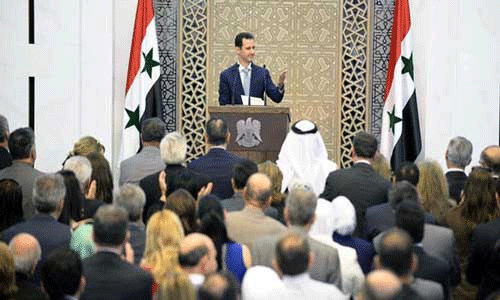 el presidente sirio durante el discurso Siria condena doble moral de Occidente en la lucha antiterrorista